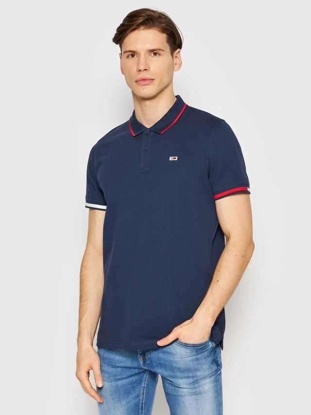 Tommy Hilfiger Tjm Reg Flag Cuffs Polo Ανδρικη Μπλουζα Polo Μπλε