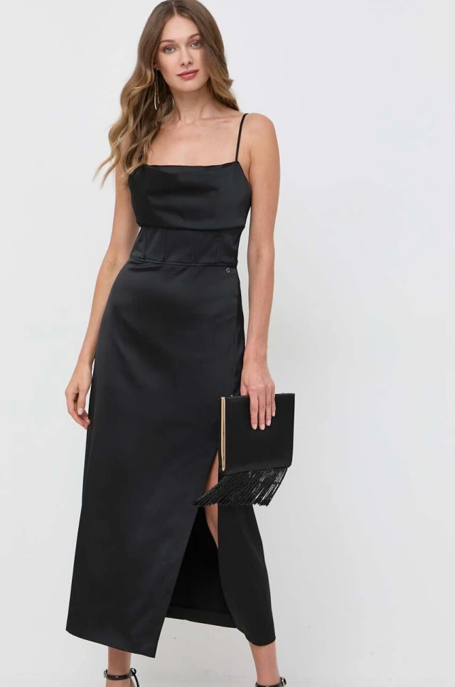 Guess Sara Straps Corset L Γυναικείο Φόρεμα Μαύρο