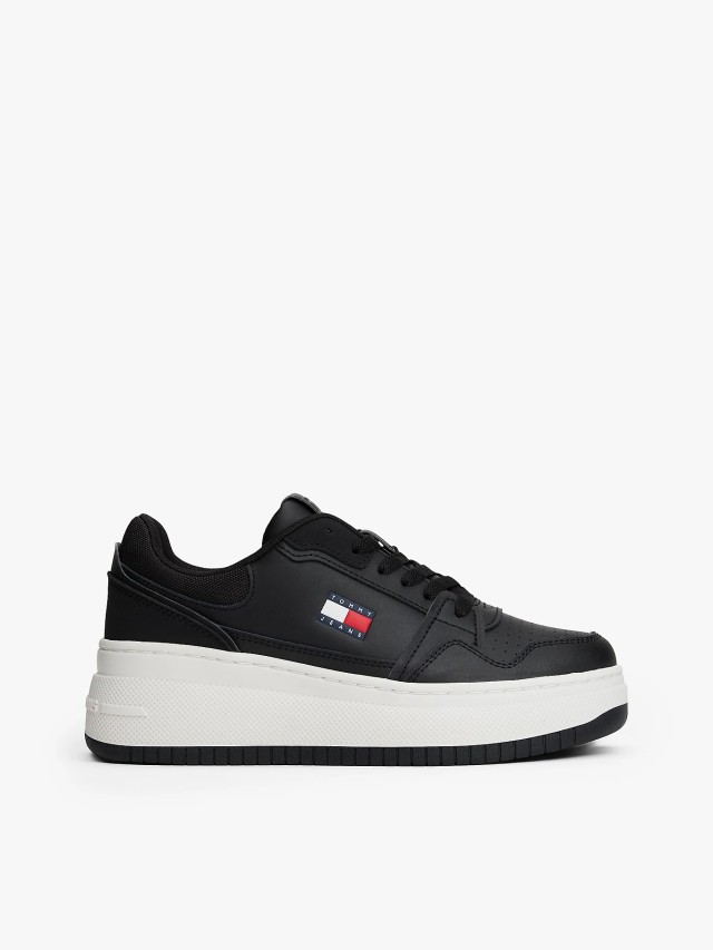 Tommy Hilfiger Tjw Retro Basket Flatform Γυναικεία Sneakers Μαύρα