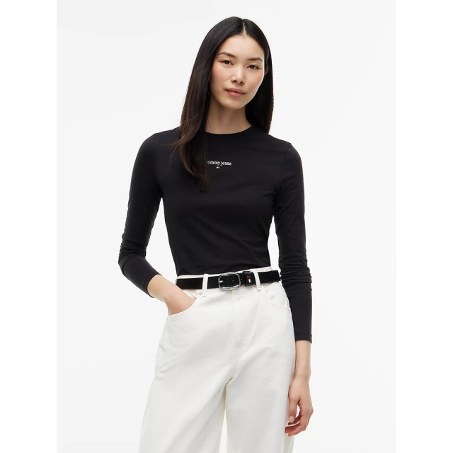 Tommy Hilfiger Tjw Slim Classic Logo Ls Tee Γυναικεία Μπλούζα Μακρυμάνικη Μαύρη