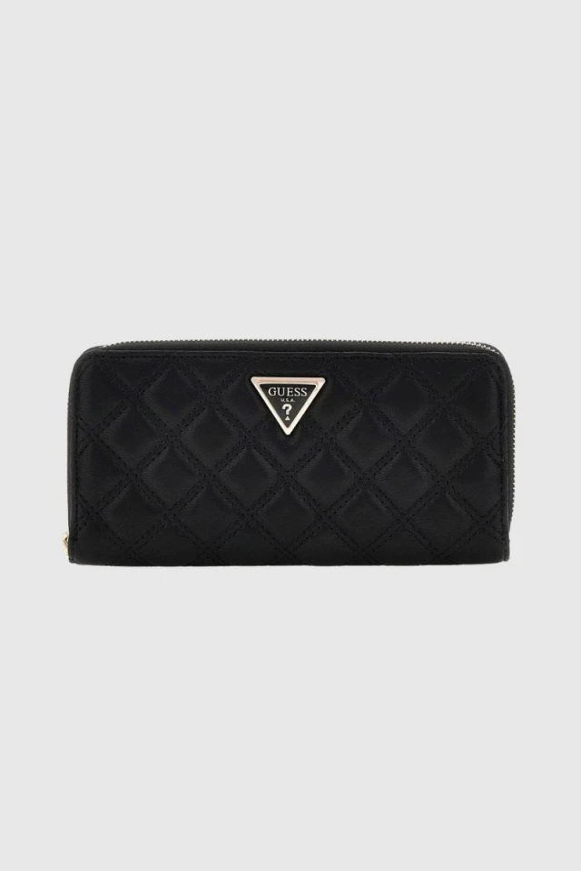 Guess Giully Slg Large Zip Around Γυναικείo Πορτοφόλι Μαύρο