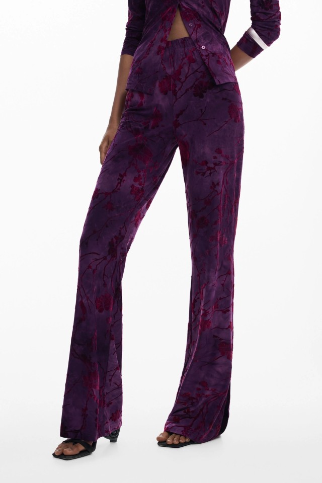 Desigual Pant_Alina Γυναικείο Παντελόνι Floral Μωβ