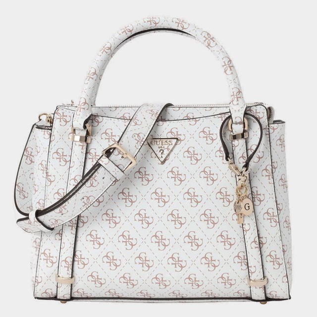 Guess Eco Erica 2 Comp Satchel Γυναικεία Τσάντα Λευκή