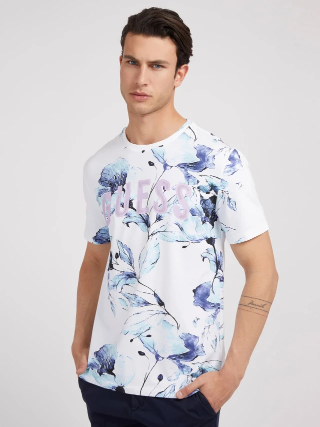 Guess Natt Cn Ss Tee Ανδρικη Μπλουζα Λευκο