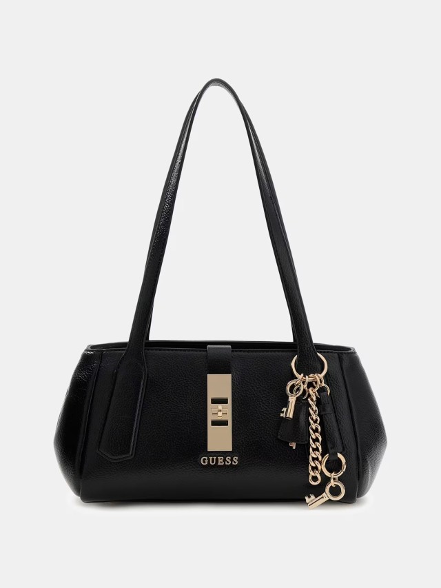 Guess Brooke Shoulder Satchel Γυναικεία Τσάντα Μαύρη