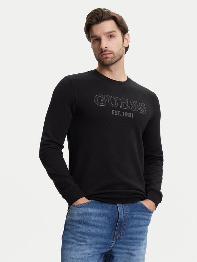Guess Beau Cn Sweatshirt Ανδρικό Φούτερ Μαύρη