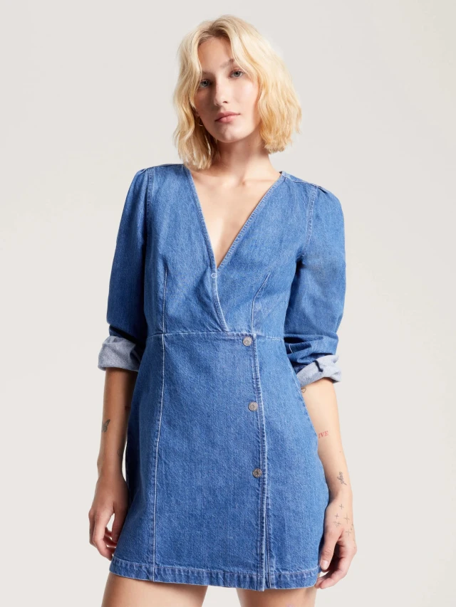 Tommy Hilfiger Tjw Chambray Wrap Dress Γυναικείο Φόρεμα Τζιν