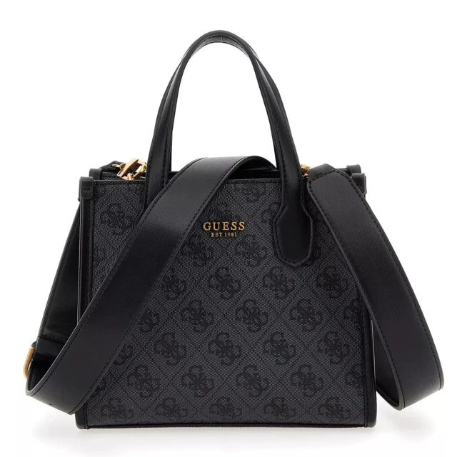 Guess Silvana 2 Cmprtmnt Mini Tote Γυναικεία Τσάντα Ανθρακι