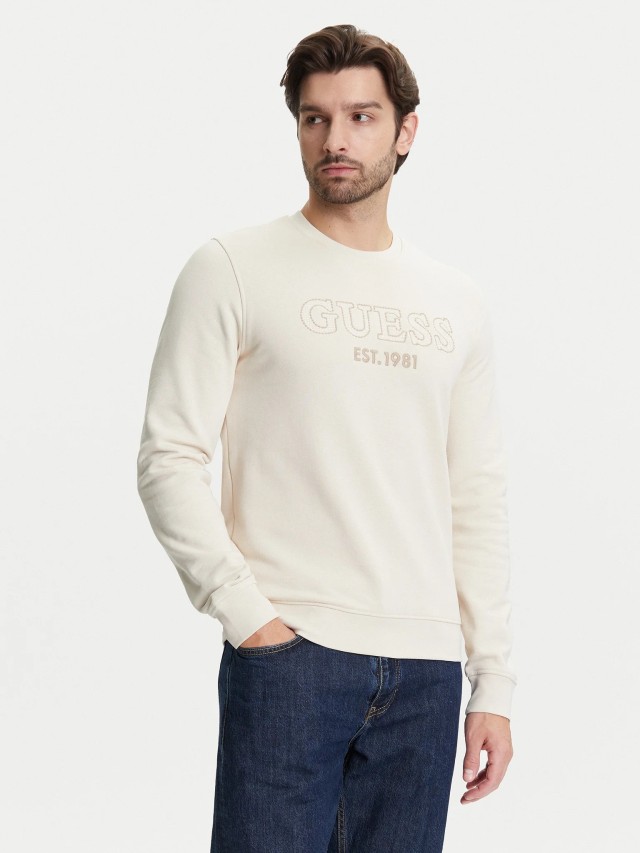 Guess Beau Cn Sweatshirt Ανδρικό Φούτερ Μπεζ