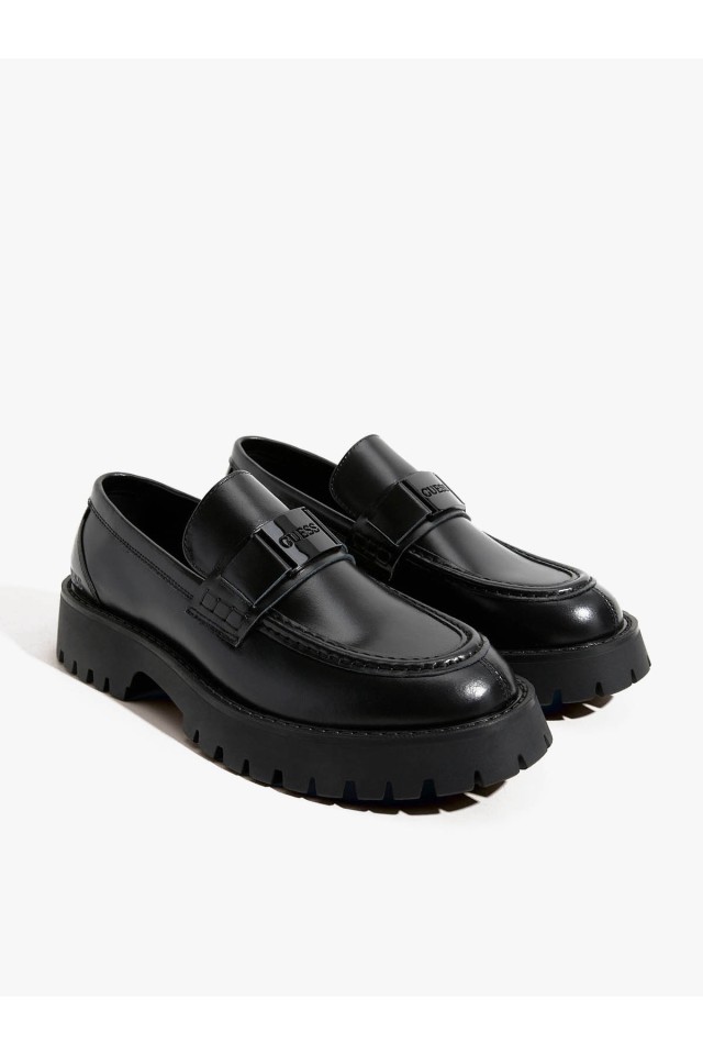 Guess Gorizia Ii Ανδρικά Δερμάτινα Μοκασίνια Μαύρα