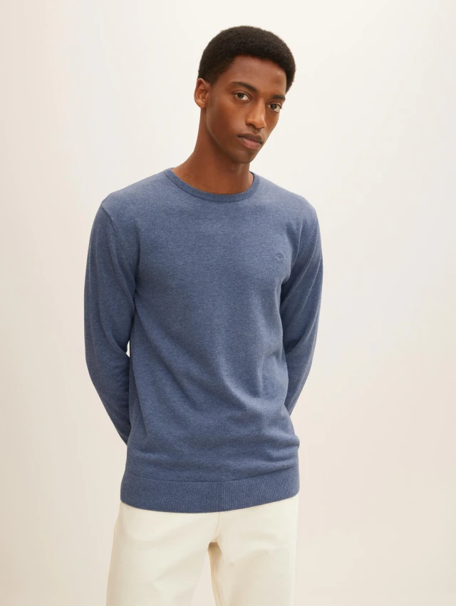 Tom Tailor Basic Crew Neck Ανδρικο Πλεκτο Ραφ