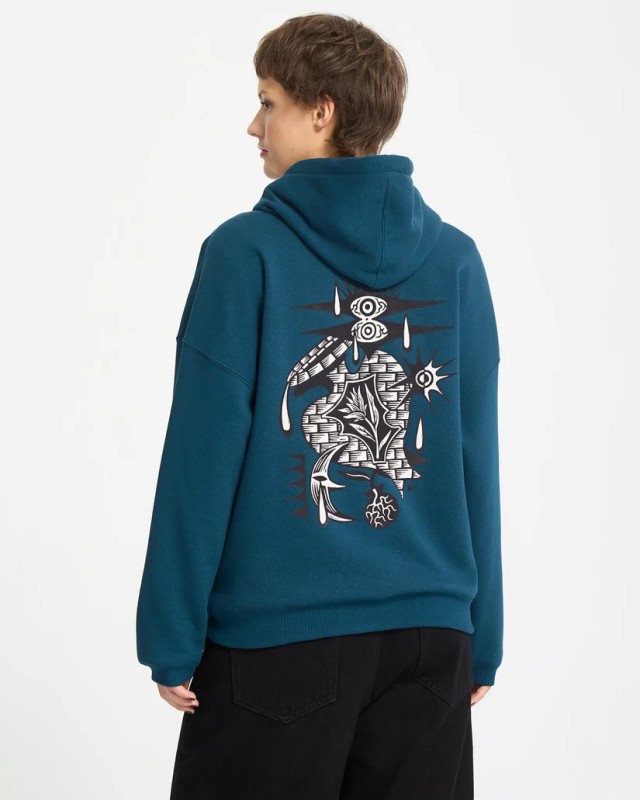 Volcom Fa Vaderetro Hoodie Γυναικείο Φουτερ Πετρόλ