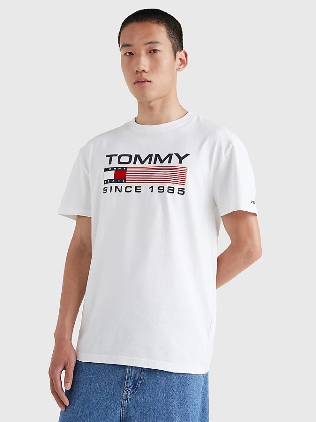 Tommy Hilfiger Tjm Clsc Athletic Twisted Logo Ανδρικη Μπλουζα Λευκη
