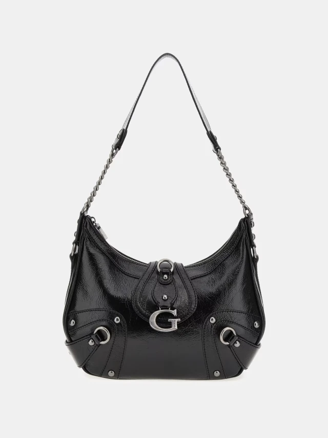 Guess Gloss Vintage Hobo Γυναικεία Τσάντα Μαύρη