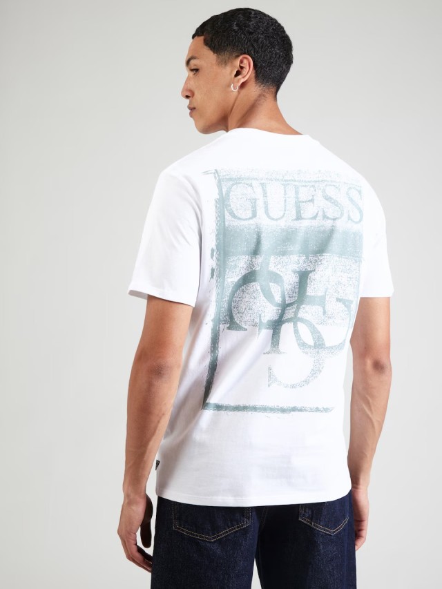 Guess Ss Bsc Painters Tee Ανδρική Μπλούζα Λευκή