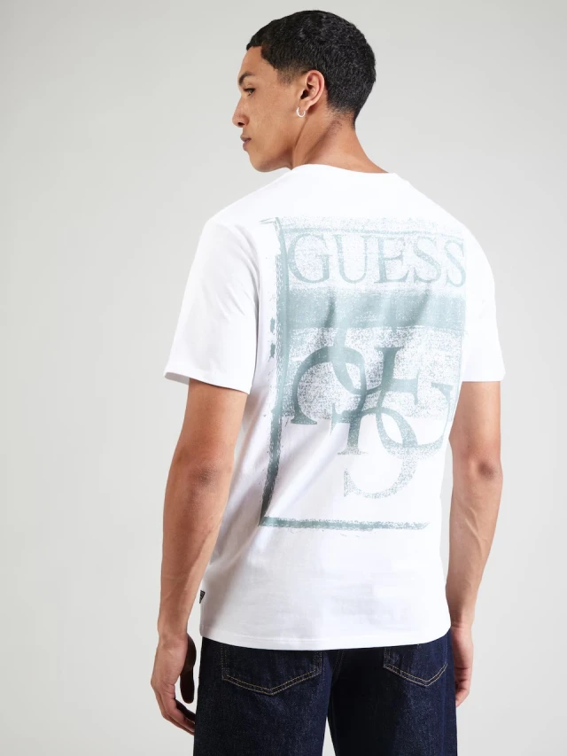 Guess Ss Bsc Painters Tee Ανδρική Μπλούζα Λευκή