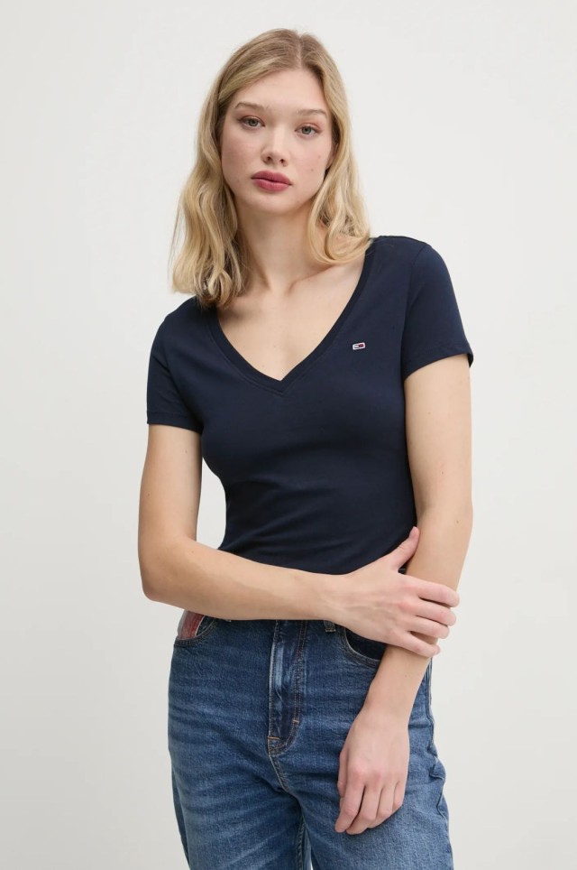 Tommy Hilfiger Tjw V-Neck Tee Γυναικεία Μπλούζα Μπλε