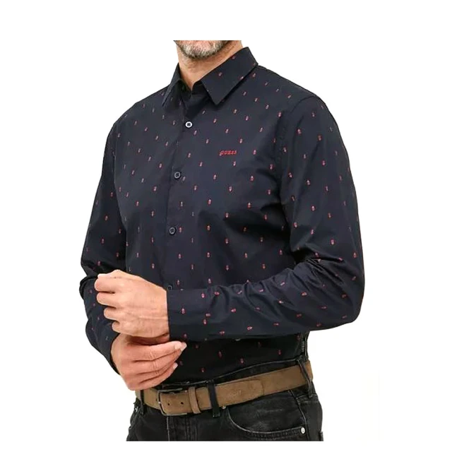 Guess Ls Sunset Shirt Ανδρικο Πουκαμισο Μπλε