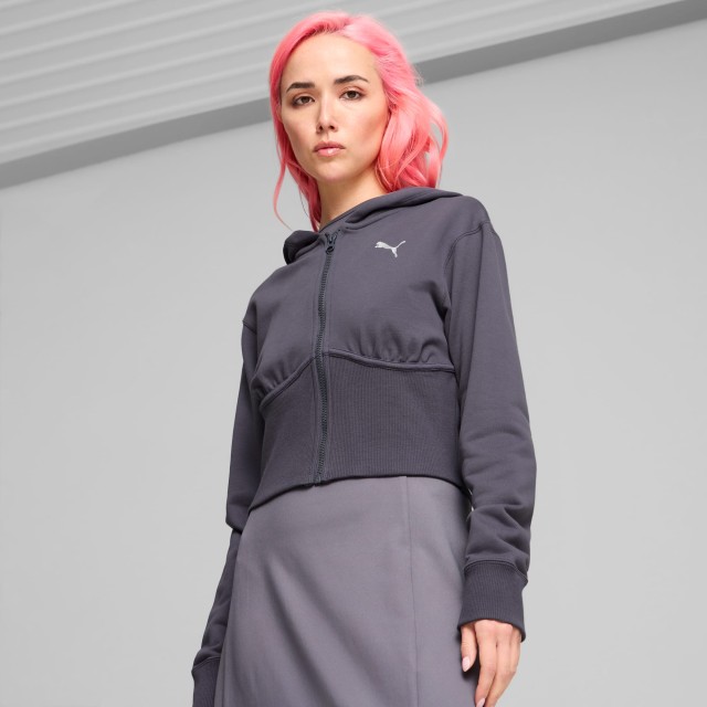 Puma Dare To Gym2k Cropped Fz Hoodie Γυναικεία Ζακέτα Γκρι