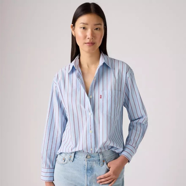 Levis Harlie New Bf Shirt Blues Γυναικείο Πουκάμισο Ριγέ Σιελ
