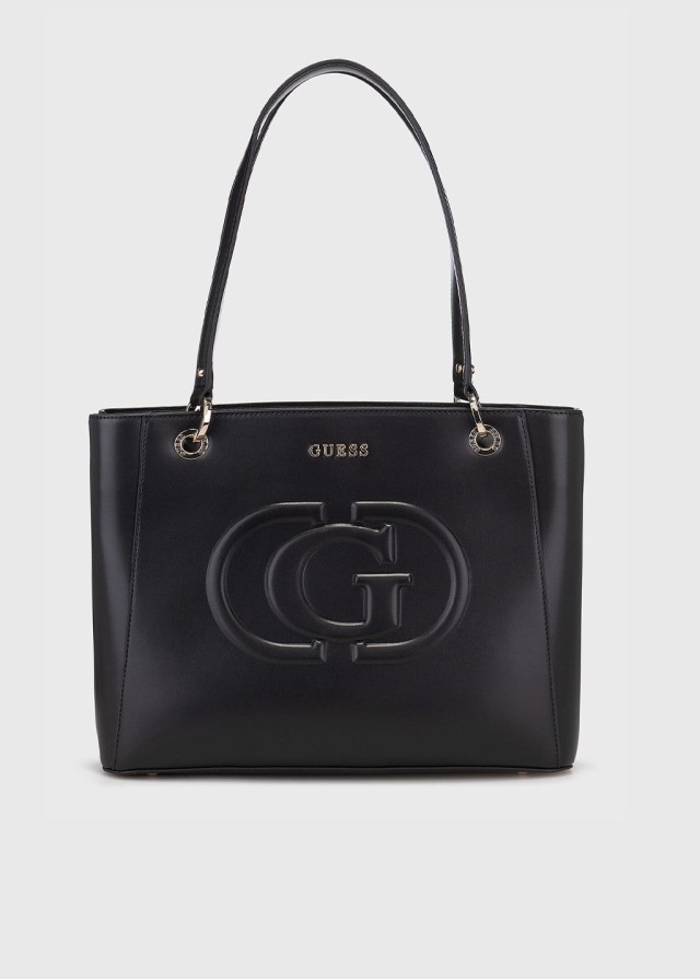 Guess Eco Mietta Noel Tote Γυναικεία Τσάντα Μαύρη