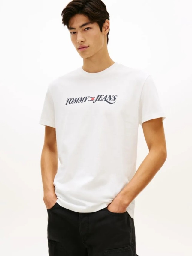 Tommy Hilfiger Tjm Reg Vintage La Ss Tee Ανδρική Μπλούζα Εκρού