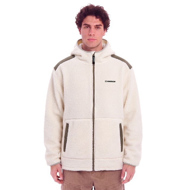 Emerson Mens Full Zip Sherpa Ανδρική Ζακέτα Fleece Εκρού