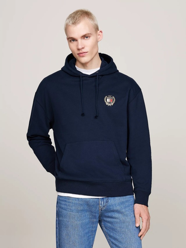 Tommy Hilfiger Tjm Reg Tj Flag Crest Hood Ext Ανδρικό Φούτερ Μπλε