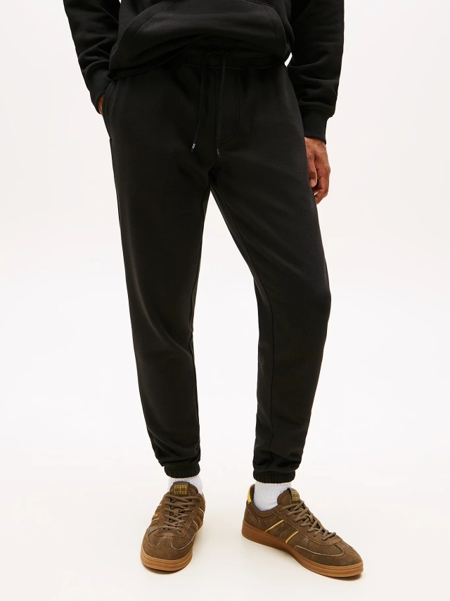 Tommy Hilfiger Tjm Slim S Flag Sweatpant Ανδρικό Παντελόνι Φόρμας Μαύρο