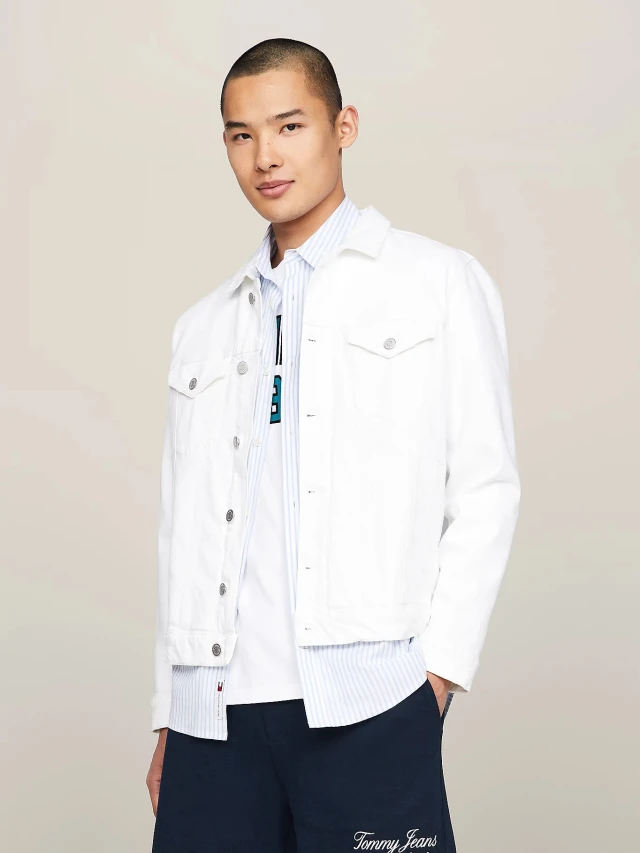 Tommy Hilfiger Ryan Rglr Trckr Jckt Bh Ext Ανδρικό Μπουφάν Τζιν Λευκό
