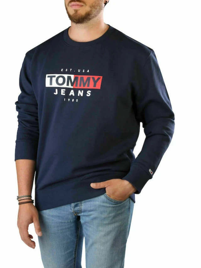 Tommy Hilfiger Tjm Entry Flag Crew Ανδρικο Φουτερ Μπλε