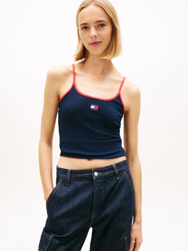 Tommy Hilfiger Tjw Slim Badge Strappy Top Γυναικεία Μπλούζα Μπλε