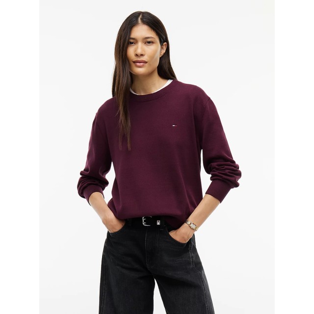 Tommy Hilfiger Tjw Essential Crew Sweater Ext Γυναικείο Πλεκτό Σκουρο Μωβ