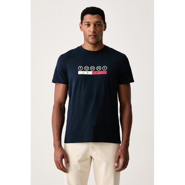 Tommy Hilfiger Tjm Slim Dna Play Tee Ext Ανδρικη Μπλούζα Μπλε