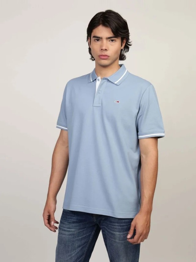 Tommy Hilfiger Tjm Reg Tipped Polo Ανδρική Μπλούζα Polo Σιελ