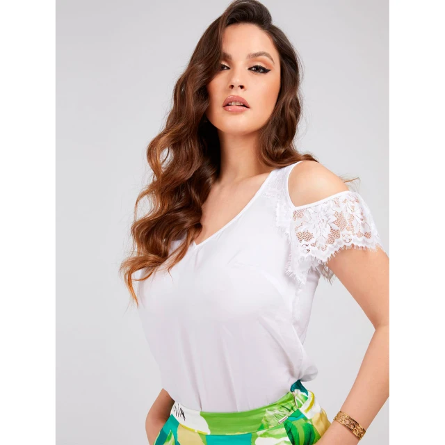 Guess Sl Mariah Top Γυναικεια Μπλουζα Λευκη