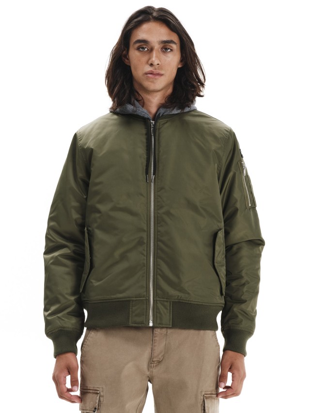 Emerson Mens Flight Jacket w/ Detachable Hood Ανδρικό Μπουφάν Λαδί