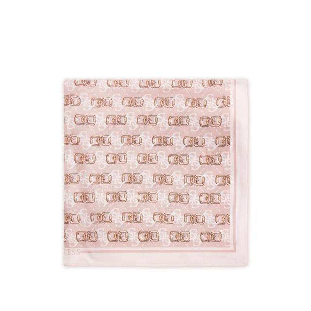 Guess Karnilla Logo Foulard Γυναικείο Μεταξωτό Φουλάρι Multi Ροζ