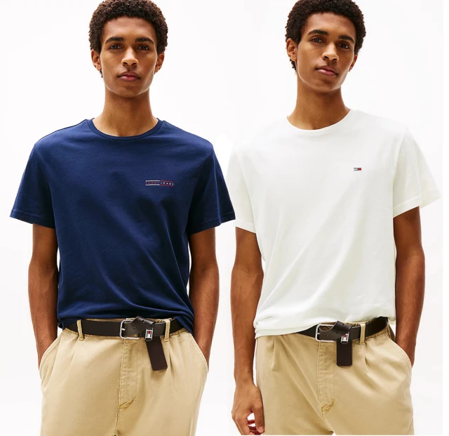 Tommy Hilfiger Tjm Slim 2pack Mix Tee Ext Ανδρική Μπλούζα Μπλε- Λευκο