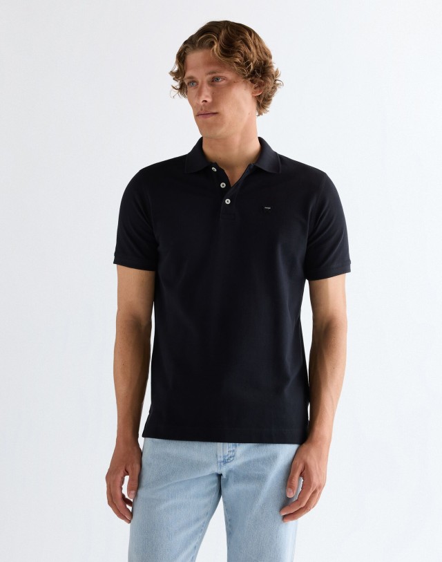Wrangler Polo Shirt Black Ανδρική Μπλούζα Polo Μαύρο
