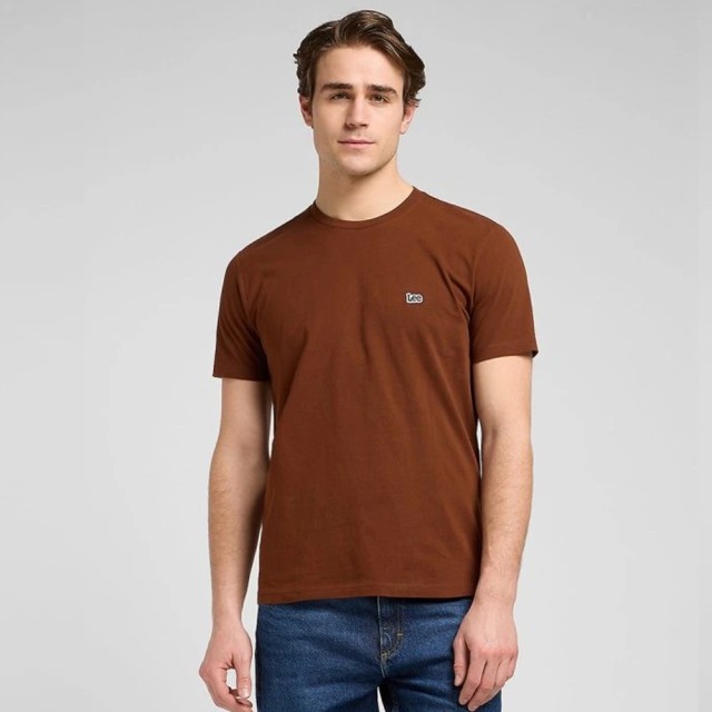 Lee Ss Patch Logo Tee Luxe Brown Ανδρική Μπλούζα Καφέ