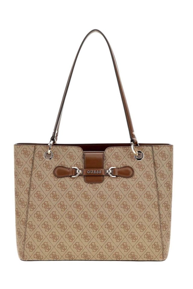 Guess Nolana Noel Tote Γυναικεία Τσάντα Μπεζ