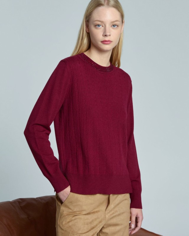 Marina V Pullovers Γυναικείο Πλεκτό Μπορντο