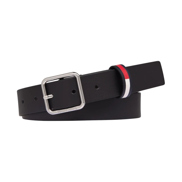 Tommy Hilfiger Tjw Square Flag Inlay Belt 3.0 Γυναικεια Ζωνη Μαυρη