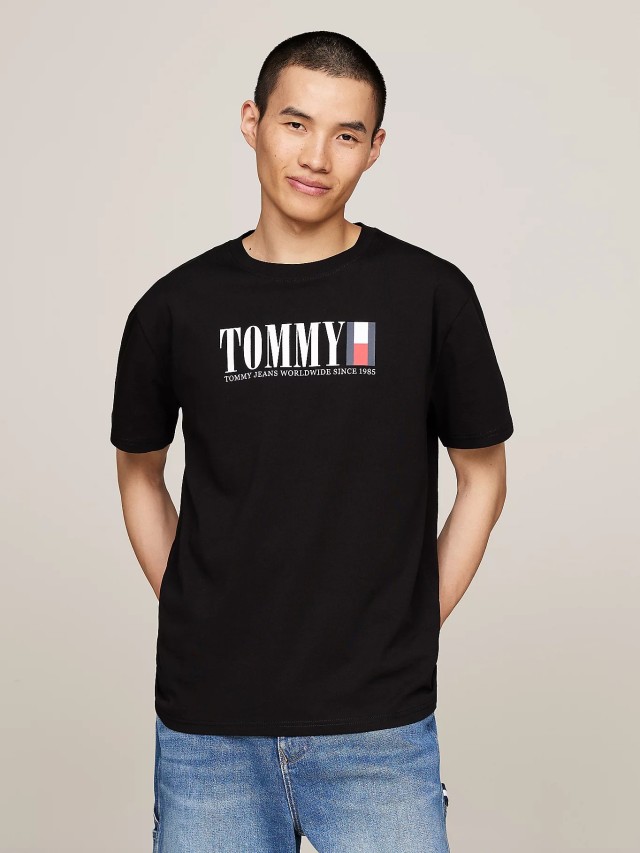 Tommy Hilfiger Tjm Reg Tommy Dna Flag Tee Ext Ανδρική Μπλούζα Μαύρη