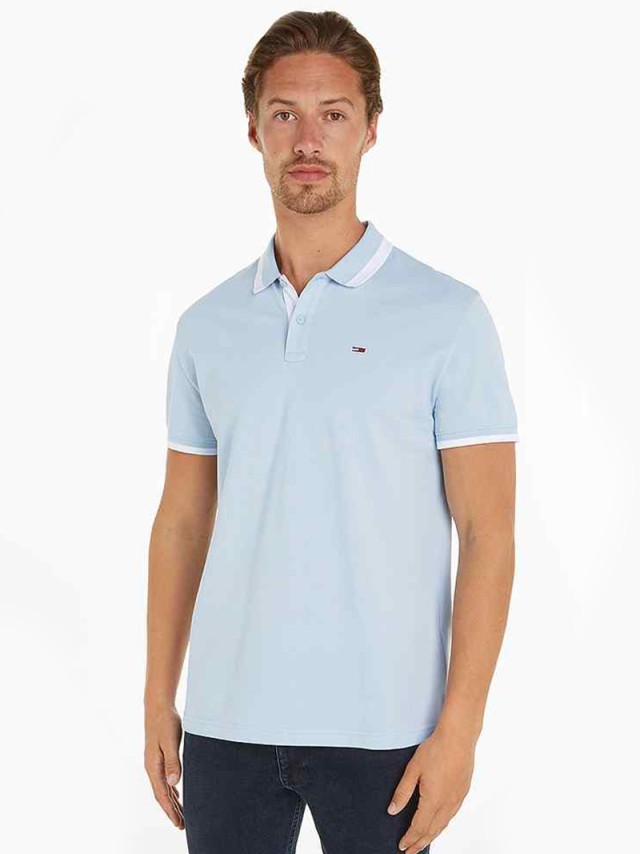 Tommy Hilfiger Tjm Reg Solid Tipped Polo Ανδρική Μπλούζα Polo Σιελ