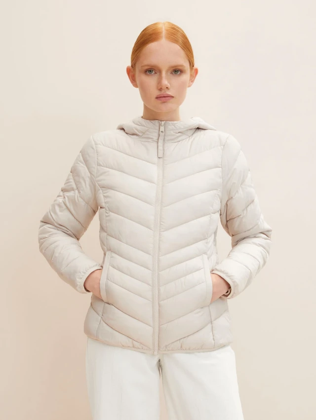 Tom Tailor Light Weight Puffer Jac Γυναικειο Μπουφαν Εκρου