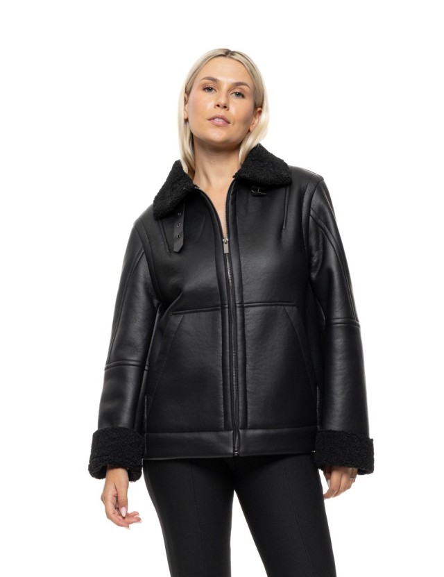 Splendid Pu Ladys Jacket Γυναικείο Μπουφάν Μαύρο