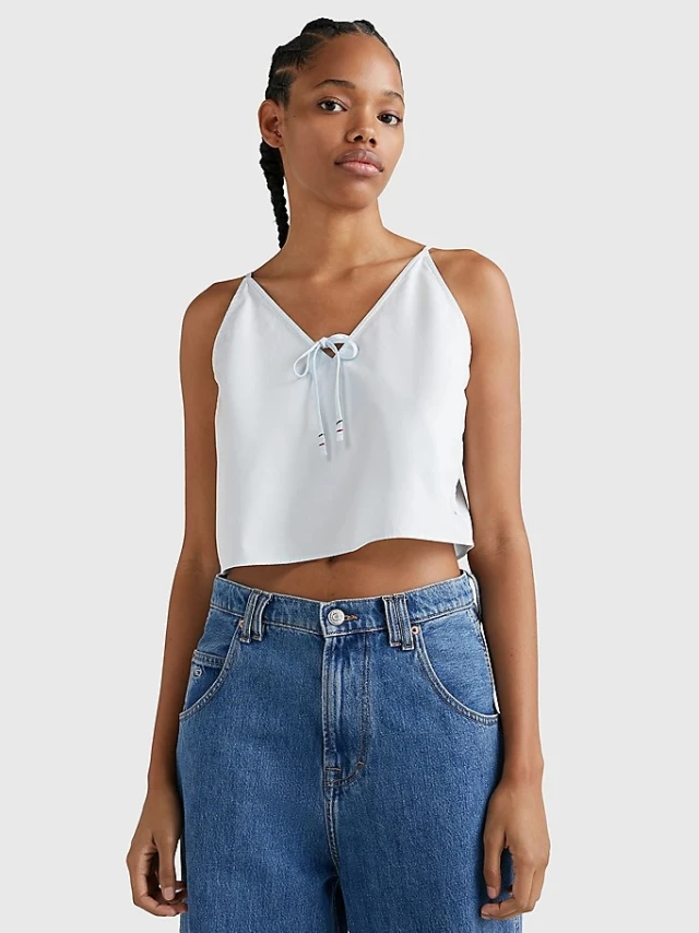 Tommy Hilfiger Tjw Poplin Strappy Top Γυναικεία Μπλούζα Σιελ