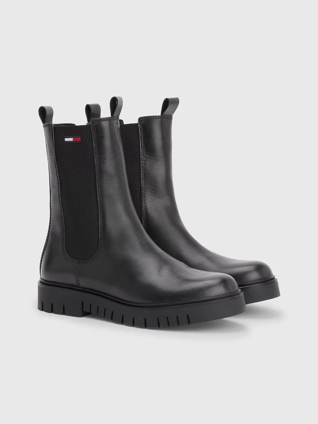 Tommy Hilfiger Tommy Jeans Long Chelsea Boot Γυναικεια Μποτακια Μαυρα